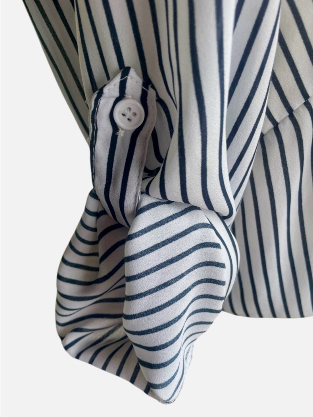 Sale Love By Design Black & White Striped Twist-Front Blouse - Picture 4 of 5